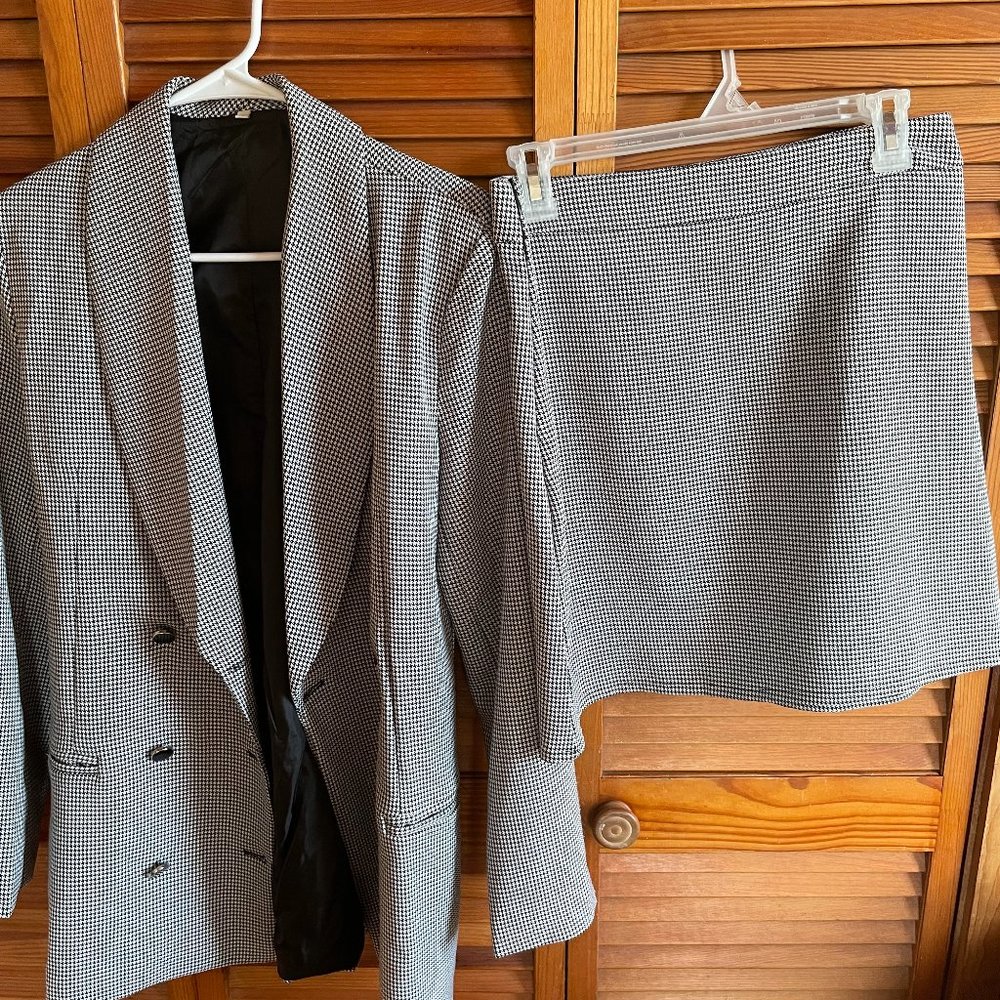 Shein Houndstooth Skirt and Blazer Set